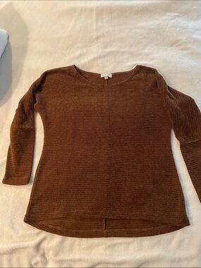 Cozy Brown Waffle Knit Long Sleeve Top
